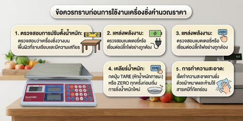 ข้อควรทราบก่อนการใช้งานเครื่องชั่งคำนวณราคา