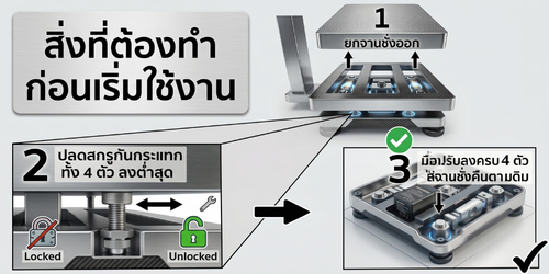 การใช้สกรูป้องกันกระแทกบนเครื่องชั่งแบบแท่น TCS-AW31/TCS-SW31S